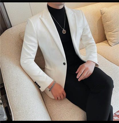Classics Autumn Winter Suede Suit Jackets Fashion New Solid Slim Fit Business Office Social Blazer Wedding Top Mens Clothing 4XL