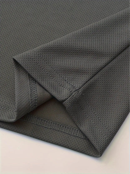 Men's Casual Pure Color Sweat-Wicking Breathable Quick-Dry Long Sleeve Sport T-Shirt Single Piece Summer Outdoor Activity