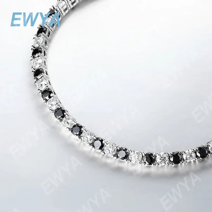 GRA Certified 3mm 0.1CT Gradient Color Black Grey White Moissanite Tennis Bracelet for Men Woman 925 Silver Link Bracelets