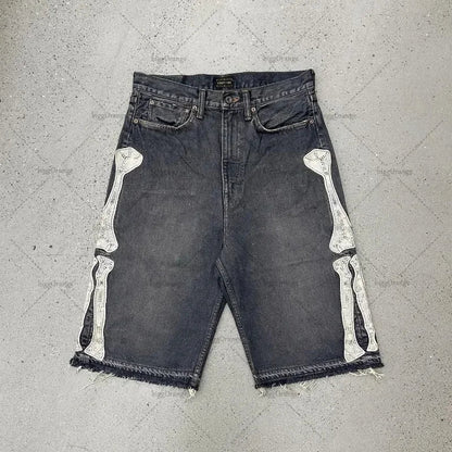 Embroidered Shorts Y2K Streetwear Man Woman Clothing Harajuku Hip Hop Baggy Denim Gym Shorts Gothic Summer Basketball Shorts