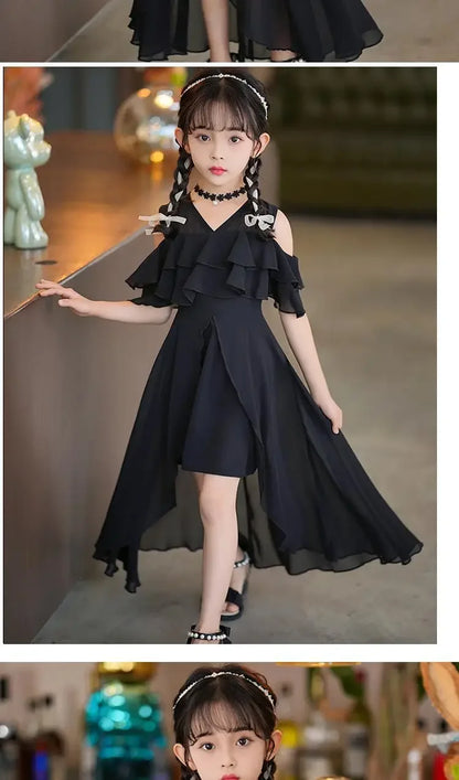 Fashion Chiffon Boho Girls Dresses Bohemian Beach Kids Clothing Vestido Girl Outfit Robe Fille Casual Maxi Children Dress Summer