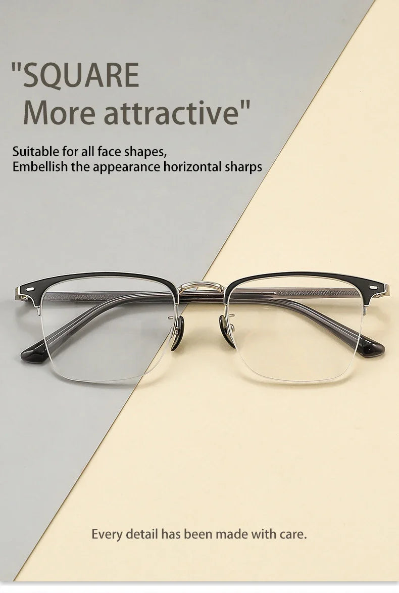 Classic Business Half Rim Eyeglasses Black Reading Glasses Men 888 Retro Anti-Blue Light Frames Customizable prescriptions