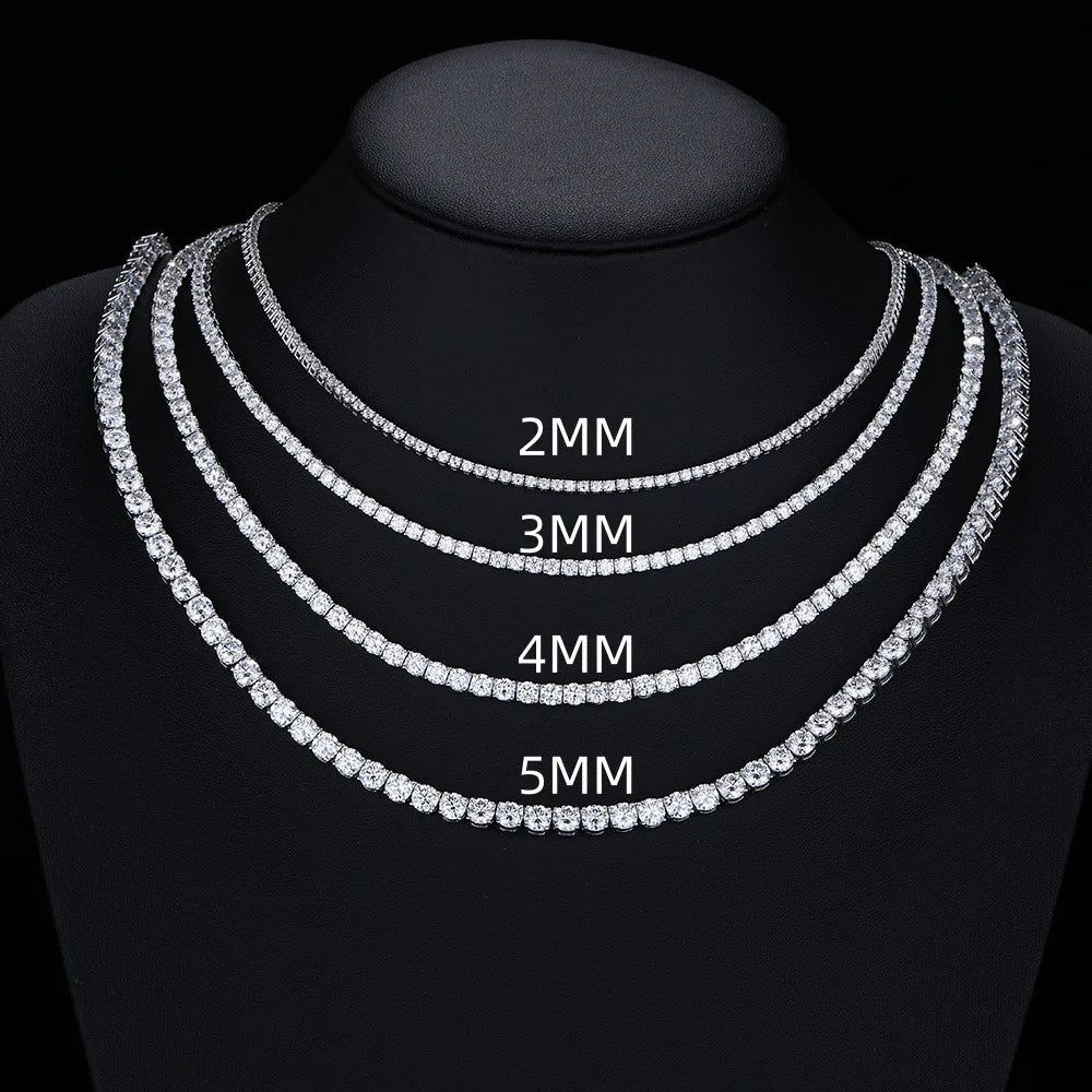 Certified GRA Moissanite Tennis Necklace 3/4/5/6mm Solid 925 Sterling Silver Diamond Tennis Necklaces for Women Man