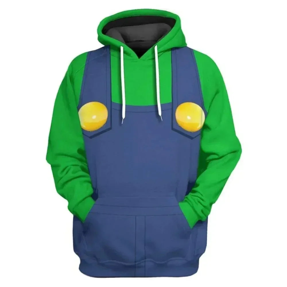 Men's Super Bros Pullovers Sweatshirt For Adult 3D Printed Casual Hooded Christmas Halloween Costume Outfits Man Anime Hoodie