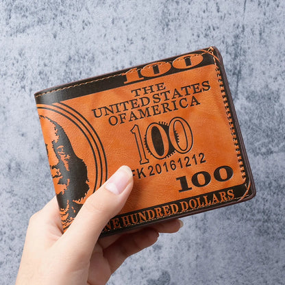 Fashionable PU Leather Men's Compact Wallet Wish Amazon Bestseller 100 Dollar Pattern Men's Coin Purse