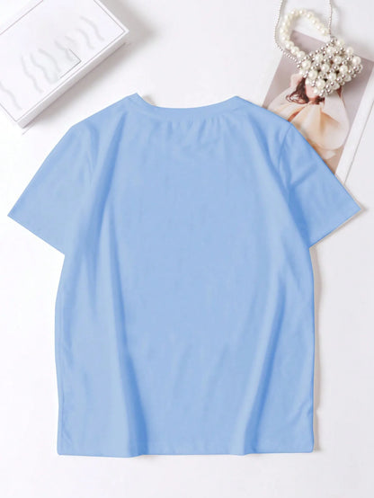 Large Size Women's Slogan Printed Round Neck Loose Short-Sleeved Casual T-Shirt, Suitable for Daily Commuting and Shopping