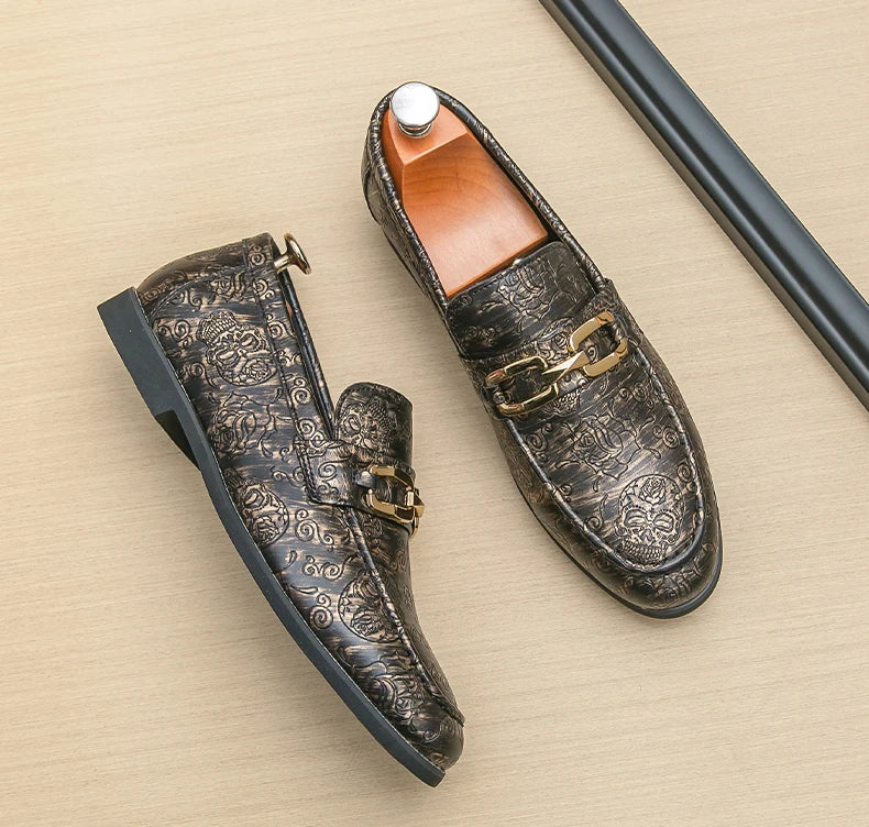 Leather Shoes Men's Business Shoes Luxury Brand Loafers Dress Moccasins Breathable Slip on Black Driving Shoes Male Formal Shoes