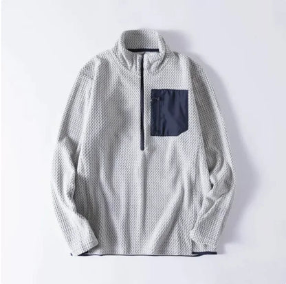 New Comfortable and Thick Men's and Women's Sports Semi-zipper Fleece Sweatshirt with Wavy Fleece and Long-sleeved Sweatshirt