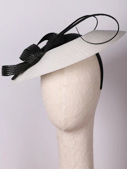 Fascinators Black White Weddings Pillbox Hat For Women Church Hat Sraw Fedora Black Wide Ladies Dress Kentucky Derby Hats