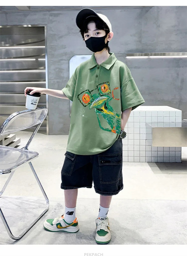 Teen Boys Clothing Sets Summer Big Size New Casual Outfits Kids Tracksuit For Boys Sport Suit Children Clothes 8 9 10 12 14 Year