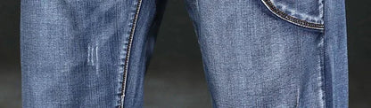 Male Cowboy Pants Straight Trousers with Pockets Blue Jeans for Men Retro Baggy Buggy Autumn Clothing Washed Original Winter Xs