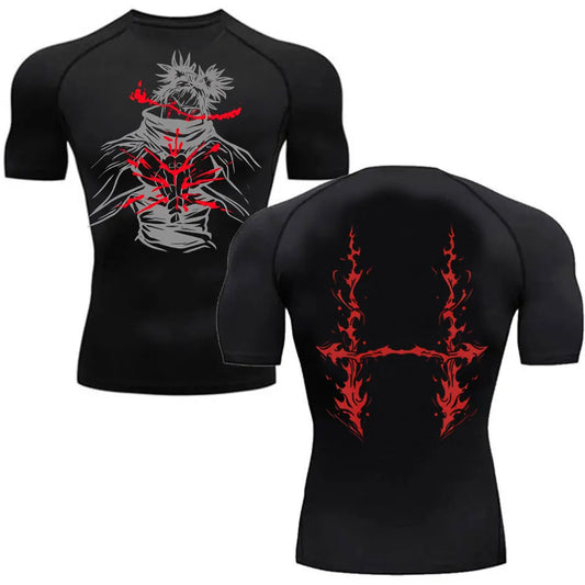 Men's Summer Fitness Gym Sports Running T-Shirt Hot Selling Anime Jujutsu Kaisen Gojo Satoru Compression Shirt Short Sleeve