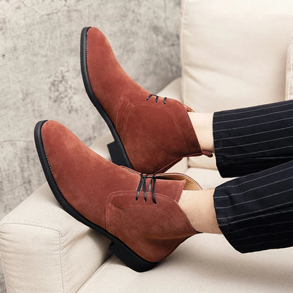 Leather Men Ankle Chelsea Boots Men Work Shoes Pointed Toe Leisure Boots for Male Casual Motorcycle Boots Botas Plus Size 38-48