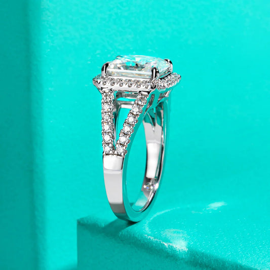 3ct Radiant Cut D Color Moissanite Vintage Engagement Ring 18K Gold Plated Luxurious Wedding Ring for Women Jewelry