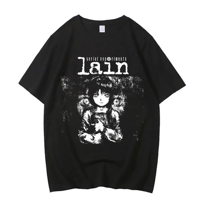 Serial Experiments Lain cotton shirt teen Digital korean clothes harajuku  2000s Y2k shirt graphic aesthetic 80s Digital Gothic