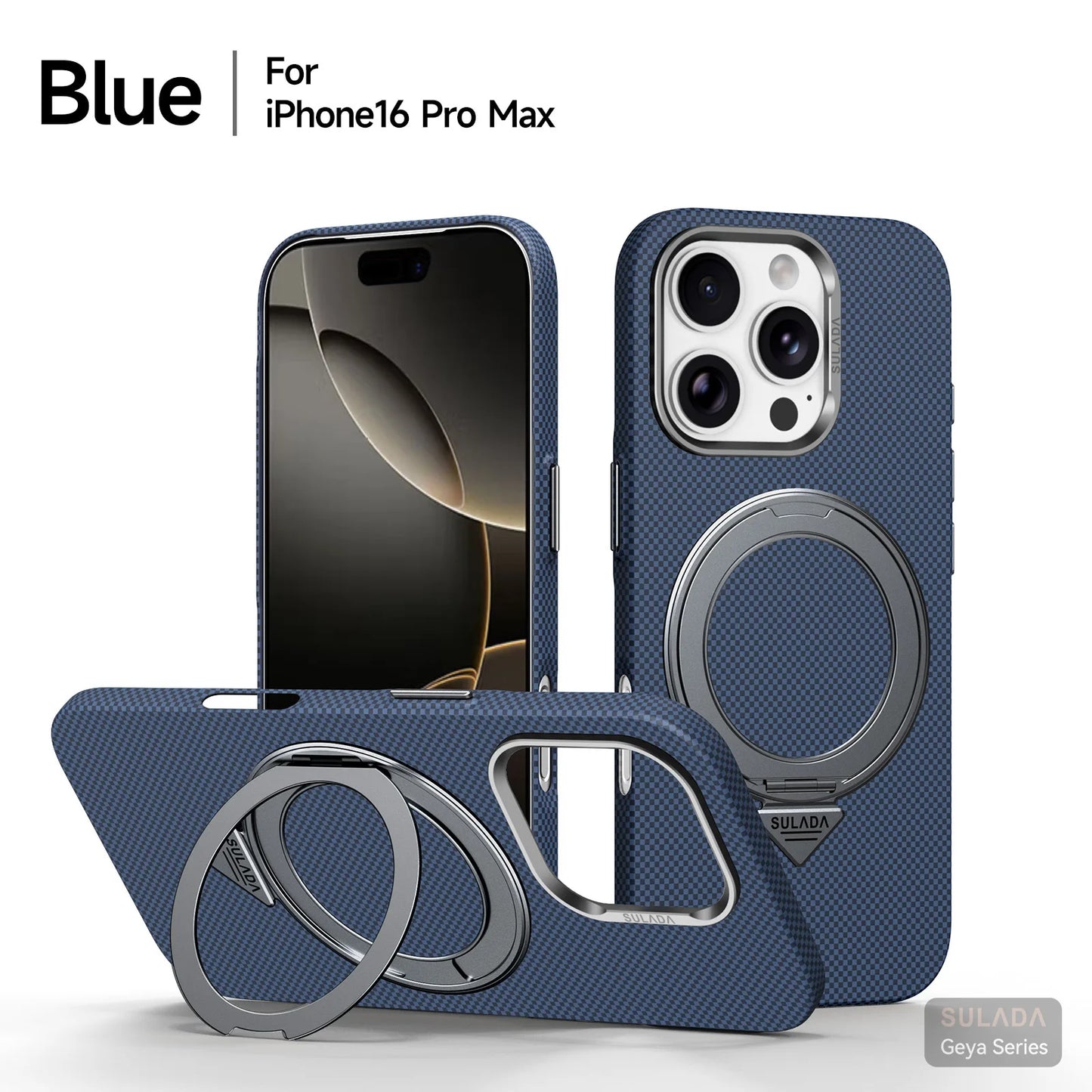 Kevlar Pattern Texture Wireless Charging Case For IPhone 18 Pro Max 17 16 360° Rotate Bracket Bare-metal Feel Drop-Proof Cover