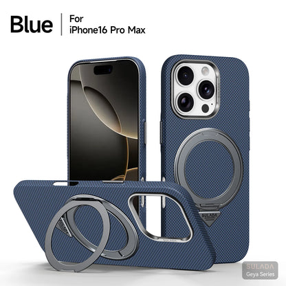 Kevlar Pattern Texture Wireless Charging Case For IPhone 18 Pro Max 17 16 360° Rotate Bracket Bare-metal Feel Drop-Proof Cover