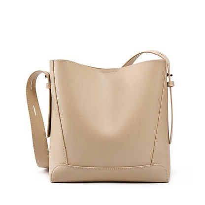 Cowhide Women's Shoulder Bag Fashion Trend Luxury Designer Bucket Bags Large Capacity Genuine Leather Women Crossbody Bags