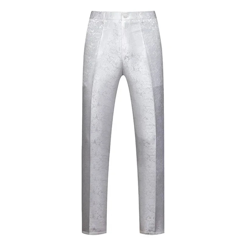 Blue Men's Suit Trousers, Jacquard Fabric Pants, Wedding Party Dress Pant, Asian Size M-5XL 6XL, Pantalones Hombre