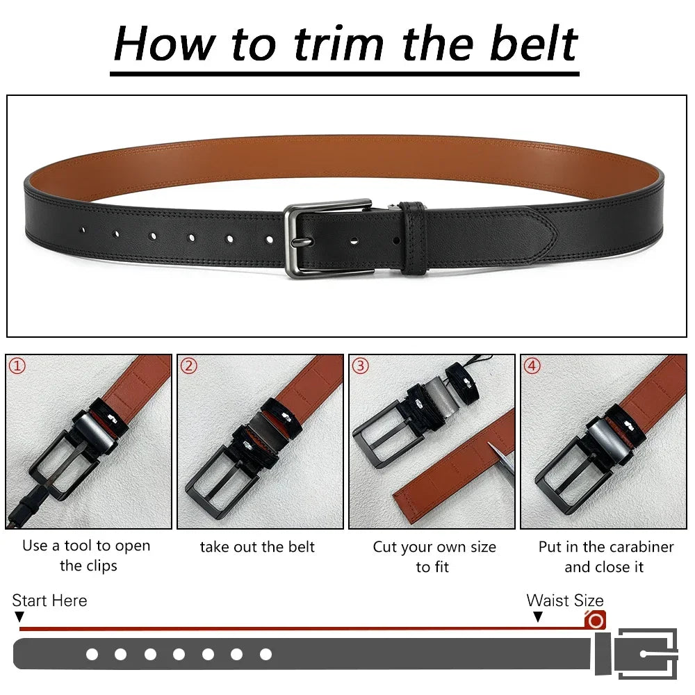 Men Belts High Quality Genuine Leather LONG Large Pin Buckle Metal Automatic Buckle Male Belts Strap Male