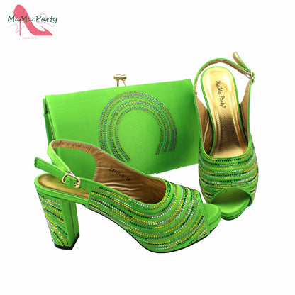 Orange Color Mature Pumps African Design Women Matching Shoes and Bag Set with Platform High Quality Sandals for Wedding
