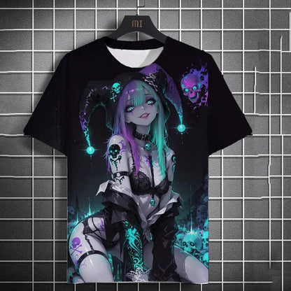 Men's T-shirt Cartoon Sexy samurai Women graphic T shirts Summer Casual harajuku streetwear 3D Printed Hip Hop Unisex Tops