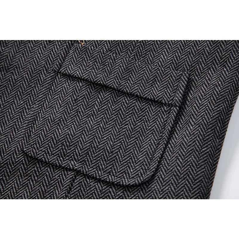 Man Suit Vest British Style Turn Down Collar Male Waistcoat Vintage Single-breasted Business Casual Men Coat Vest