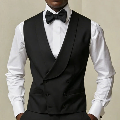 Men Vest White Double Button With Lapel Waistcoat For Wedding Banquet Business Party Office Work Casual Daily Men Suit Vest