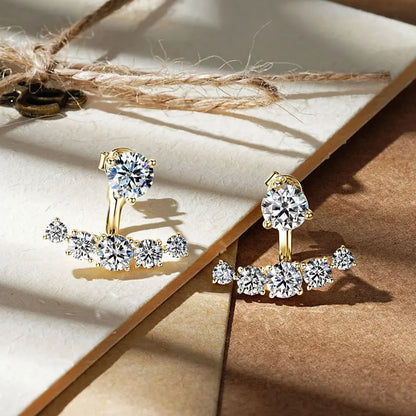 2 in 1 Full 5mm D Color Moissanite Stud Earrings for Women S925 Silver 2cttw All Diamond Earring Pierced Ear Fine Jewelry