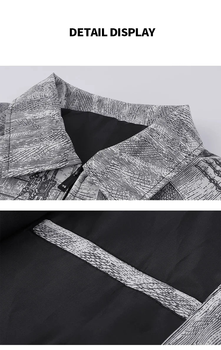 Autumn Men Jacket Oversized Painting Printing Couples Thin Casual Jackets Male Female Silk Vintage Clothing Man Coats Outerwear