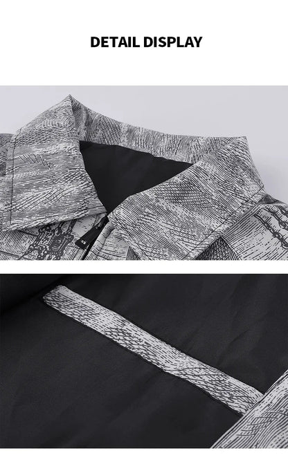 Autumn Men Jacket Oversized Painting Printing Couples Thin Casual Jackets Male Female Silk Vintage Clothing Man Coats Outerwear