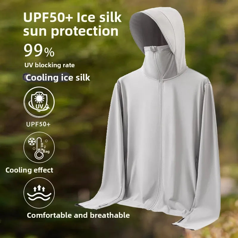 UPF50 UV Protection Ice Silk Cool Feeling Sun Protection Clothing Lightweight Breathable Fishing Jacket Outdoor Sports Shirt