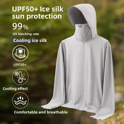 UPF50 UV Protection Ice Silk Cool Feeling Sun Protection Clothing Lightweight Breathable Fishing Jacket Outdoor Sports Shirt