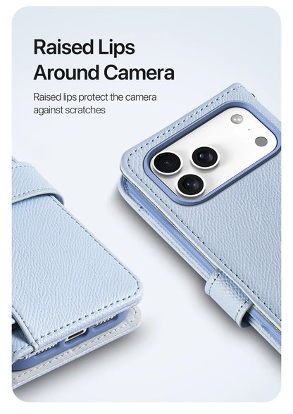 2in1 Magnetic Detachable Wallet Folio Case for iPhone 17 Pro Max/17 Air/16plus 15Leather Cover with Card Slots & Clasp