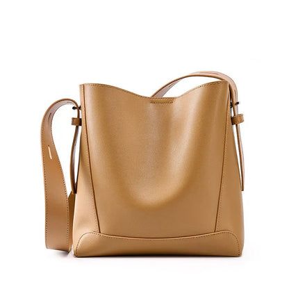 Cowhide Women's Shoulder Bag Fashion Trend Luxury Designer Bucket Bags Large Capacity Genuine Leather Women Crossbody Bags