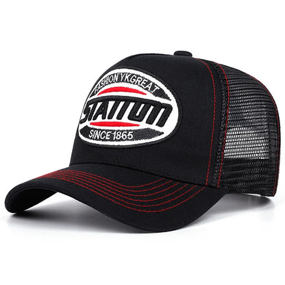 High Quality Unisex Baseball Cap for Classic STATION Letter Pattern Mesh Cap Men Women Breathable Streetwear Summer Trucker Hat