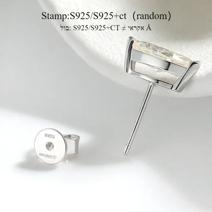 18K Plated 0.3-3CT Certified Moissanite Stud Earrings for Women Marquise Cut Lab Diamond 925 Sterling Silver Jewelry
