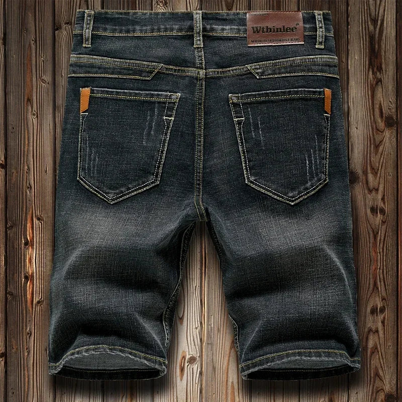 2026 Summer Shorts Jeans Men Denim Pants Stretch Dark Blue Fashion Design Men's Jeans Slim Straight Male Short Jeans Hombre