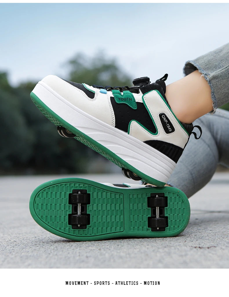 Students Children's Shoes Four Wheel Light Shoes Boys Invisible Roller Shoes Large Size Outdoor Sports Walking Shoes Women