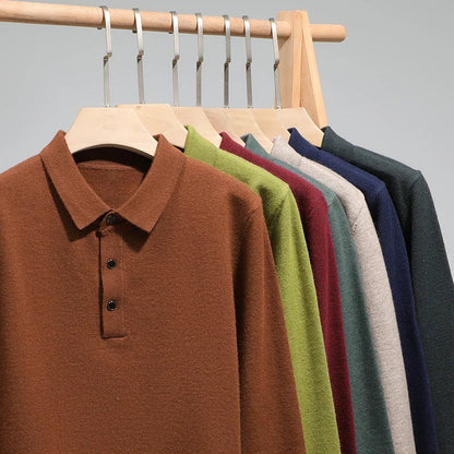Fashion Autumn And Winter New Cashmere Sweater Men's High Quality Pullover Casual Loose POLO Knitted Bottom Shirt Jacket Shirt