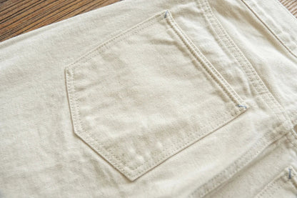 Mens Jeans Selvedge Denim White Jeans Regular Fit hight Rise  14 Oz One Wash