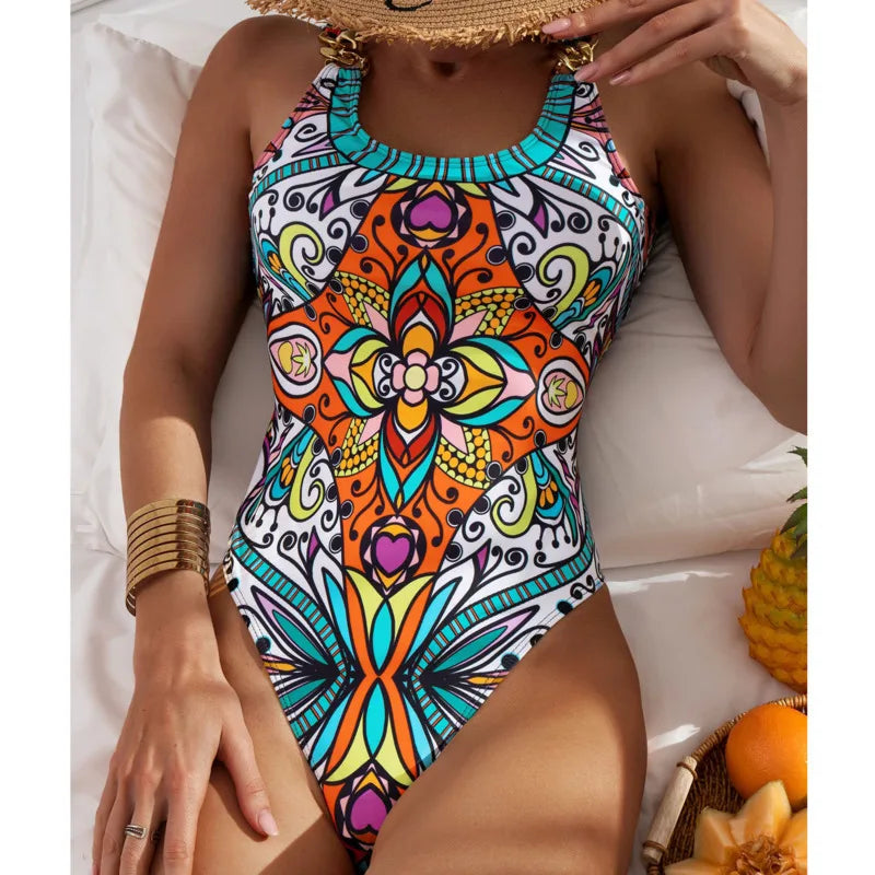 Sexy Print Swimwear Female One Piece Swimsuit Closed Push Up Women's Swimming Wear Bathing Suits Bodysuit Beach Pool Bather 2025
