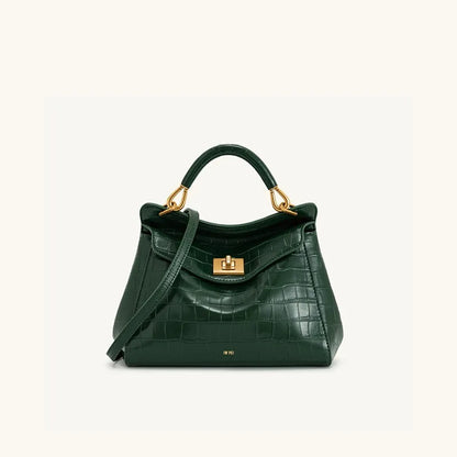 Lucia Elegant Buckle Genuine Leather Handbag for Women, Urban Casual Commuter Shoulder and Crossbody Bag