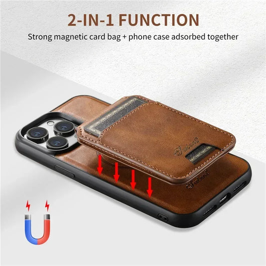 Magsafe Magnetic 2 In 1 Detachable Wallet Leather Case For iPhone 12 13 14 15 16 17 Pro Max Plus 16E 17 Air Holder Cover