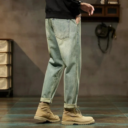 2025 Autumn and Winter New Loose and Versatile Harem Pants Retro Simple Fashion Solid Color Comfortable Versatile Jeans for Men