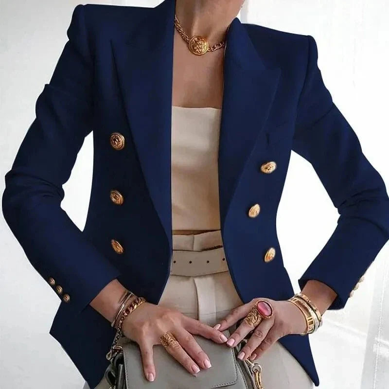 Women's Small Blazer Jacket 2026 Spring Autumn Casual Office Elegant Ladies Suit Coat High-end Double-breasted Lady Outerwear