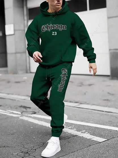 Men's sportswear - Hoodie and sports pants, loose-fitting style suitable for daily and sports wear swearshirts Tops
