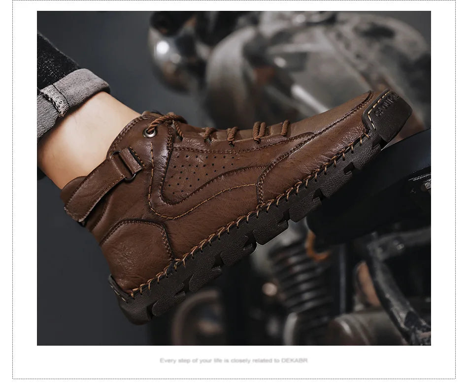 PU Leather Men Boots Winter Warm Outdoor Comfortable Boots Handmade Ankle Boots Business Boots Big Size 38-48