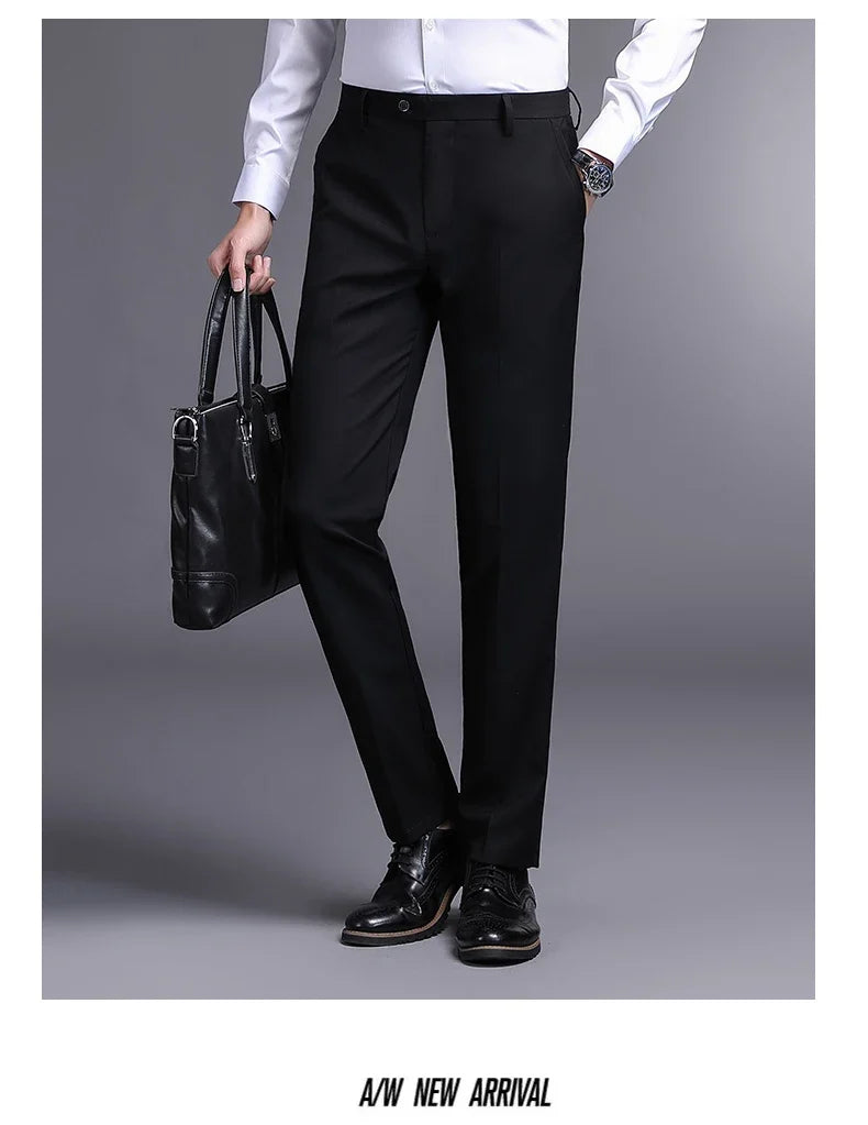 Top Grade New Brand Fashion Relax Fit Suit Pant Office Trousers For Men Dress Pants Business Straight Trousers Men's Clothing