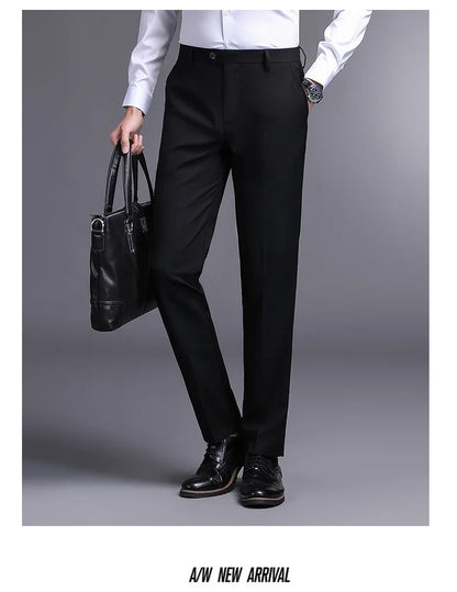 Top Grade New Brand Fashion Relax Fit Suit Pant Office Trousers For Men Dress Pants Business Straight Trousers Men's Clothing